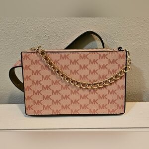 NWOT Michael Kors Women's pink MK Monogram Adjustable Buckle Belt Fanny Pack